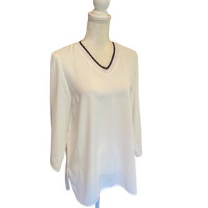 MING White V-Neck Tunic Blouse XS